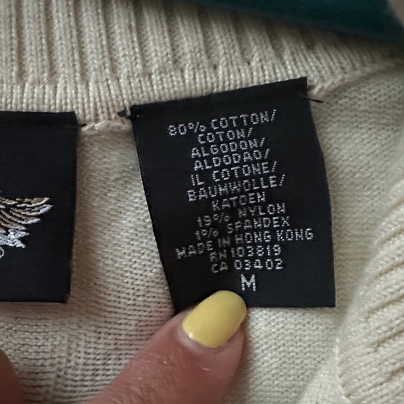 Harley-Davidson Vintage Cream Full Zip Cardigan Cowl Neck Cotton Blend Medium - Picture 6 of 12